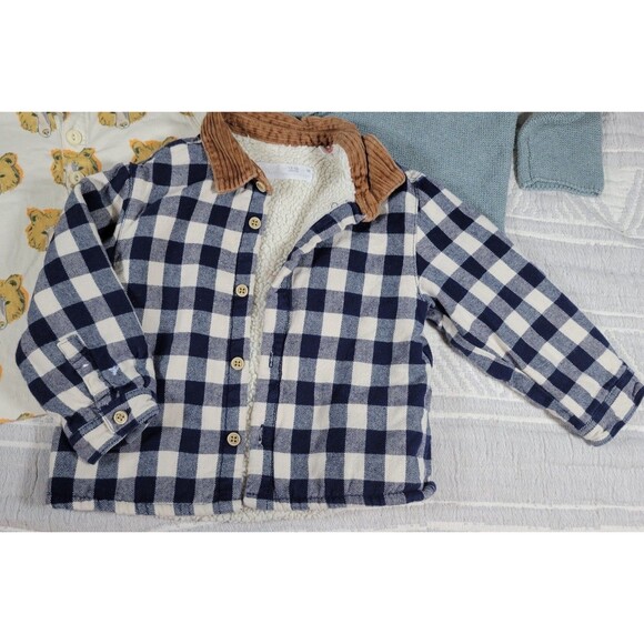 Zara Toddler Boy Bundle 12–24M Sherpa Flannel Jacket, Knit Sweater, Tea Coll - Picture 2 of 11